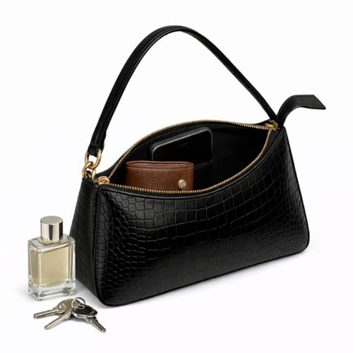 Image of Modern Chic Mart Crocodile Pattern Shoulder Handbag for Women, Lightweight, Trendy, Office and Casual Purse