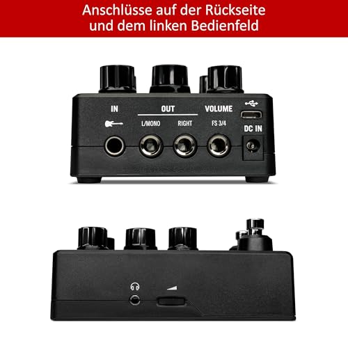 Line 6 POD Express Black – Ultrakompakter Hi-Gain Gitarrenverstärker & Effektprozessor mit einzigartigen 7 Amps, 7 Lautsprecherboxen, 17 eingebauten Effekten, USB-C Schnittstelle für Aufnahmen