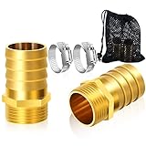 2 Stück Messing Schlauchtülle 1 zoll Messing Schlauchverbinder 32mm Messing Schlauchanschluss Adapter 1 Zoll AG Adapter Außengewinde Messing Widerhaken Aussengewinde AG mit 2 Schlauchschellen