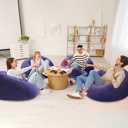 Image of Realspring Inflatable Bean Bag Chairs Outdoor Blow up Camping Chairs Inflatable Lazy Sofa Folding Portable Bean Bag Loungers Couch for Movie Night(Blue,12 Pcs)