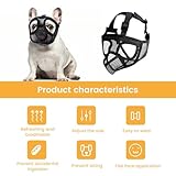 Französische Bulldogge Maulkorb, dellyy Mesh Dog Muzzle für Französische Bulldogge, Deutscher Schäferhund und Dogue de Bordeaux (Schwarz, S)