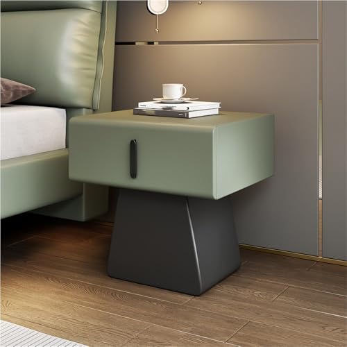 HJYBFA Mesita de Noche Moderna de Cuero Dos cajones, mesita de Noche con Asas Ocultas, Mueble pequeño de Madera Maciza, Mesa Auxiliar para sofá (Azul, 15.7 Pulgadas)