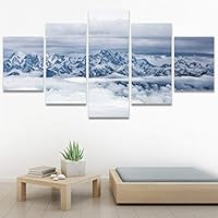 SIGNWIN 5 Panel Canvas Wall Art Modern Art Expressive Landscape Modern Mountain Top Multicolor Photography for Home Decorations Ready to Hang - 60