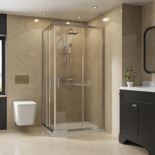 Image of NRG 1000x800mm Rectangular Shower Room Double Sliding Door Chrome Framed
