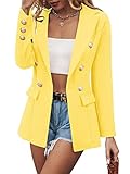 MIRACMODA Woman Elegant Double Breasted Work Office Blazer Long Sleeve Fitted Coat Jacket Blazers wi
