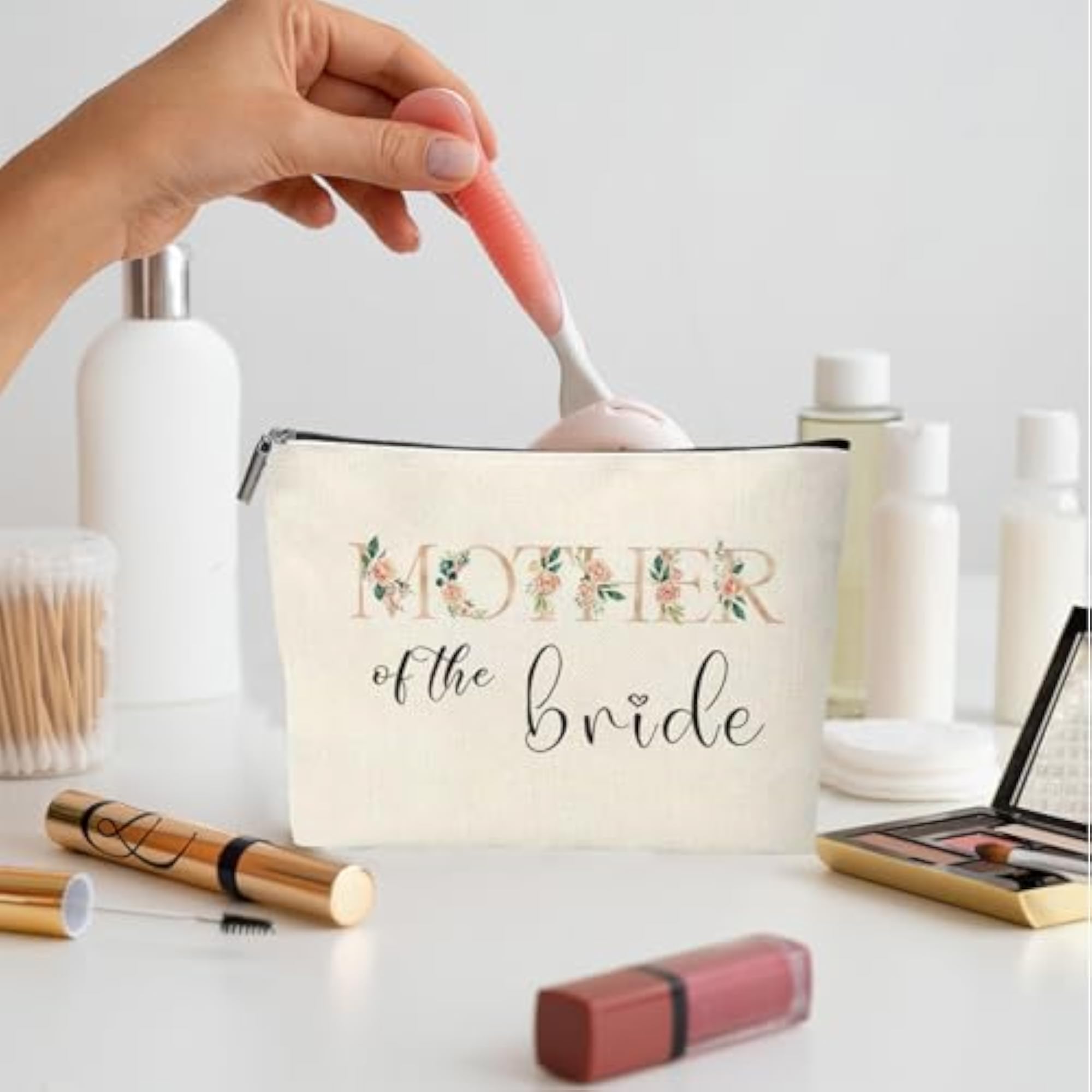 Elegant Bride Makeup Bag with Toiletry Pouch