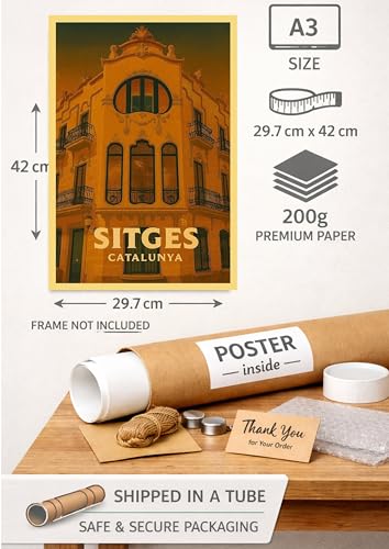 Póster vintage de Sitges para salones elegantes con la Casa de Manuel Planas 2