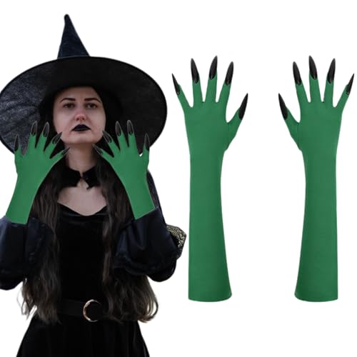 Ncozwo Witch Green Gloves Black Long Nail Elphaba Gloves