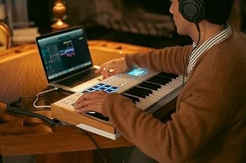 Arturia KeyLab 49 mk3 MIDI Controller Keyboard, 49 Keys, 9 Encoders, 9 Faders, Modulation, Pitch Wheels, 12 Pads, with software bundle, NKS Compatible, White