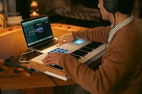 Arturia KeyLab 49 mk3 MIDI Controller Keyboard, 49 Keys, 9 Encoders, 9 Faders, Modulation, Pitch Wheels, 12 Pads, with software bundle, NKS Compatible, White