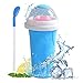 ADLOASHLOU Slush Eisbecher Summer-Shake Slush Cup Eisshaker Becher Gefrorene Tasse Smoothie-Becher Silikon-Squeeze-Eisbecher EIS Slush-Becher mit Strohhalm-Löffel für Familie, Party (Blau)