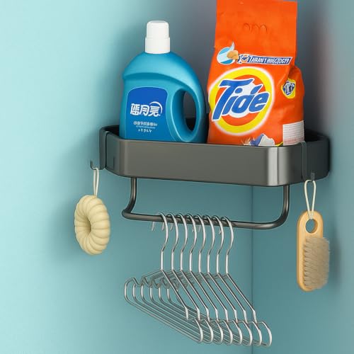 Image of Dangfly Wall-Mounted Stainless Steel Shelf with Towel Holder & Hooks - Chrome Finish Bathroom Organizer for Home & Hotel Use (2 Pcs Bath Shelf)