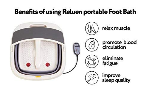 Heated Foot SPA Bath Tub - Collapsible Pedicure Jacuzzi Massager with Electric Heating | Bubble Wave | Red Light Therapy - 3 in 1 Soak Footbath Set for Feet Relaxation and Stress Relief