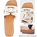 YTSKJ Womens Sandals Slip On Flat for Summer Comfortable Ladies Dressy Fashion Square Open Toe Slides Faux Leather Casual Shoes with Metal Decor Gold Beige Size 9