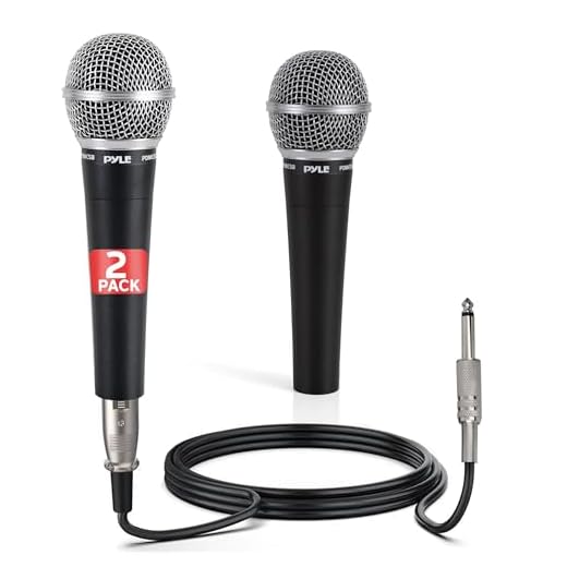 Pyle micrófono dinámico Profesional, Pack de 2, Unidireccionales, De Mano, con Filtro Anti-Pop, Alta Salida de señal y Cable XLR de 4.5mts, Ideal para Escenario, Karaoke y Estudio