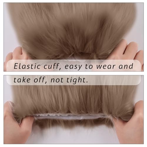 Image of Peecabe Winter Women Faux Fur Fluffy Leg Warmers Fuzzy Long Boot Covers Furry For Christmas