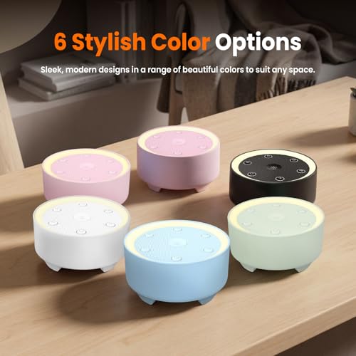 Image of Kipcush White Noise Machine for Sleeping, Baby & Adults, High-Fidelity Non-Looping Sounds, Sleep Sound Machine with Dimmable Night Light, USB Powered, Memory Function, Home, Nursery & Travel