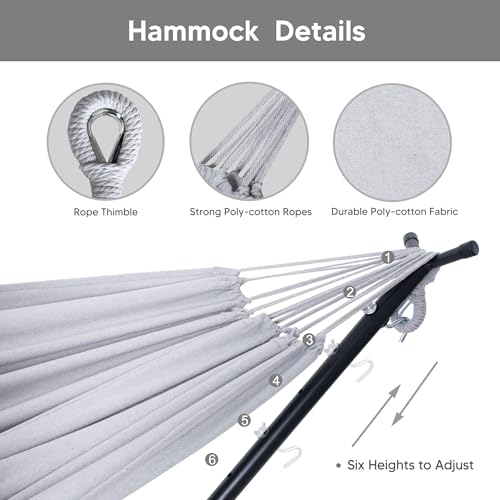 Image of SUNCREAT 2-in-1 Convertible Extra Large Hammocks with Stand, Light Gray