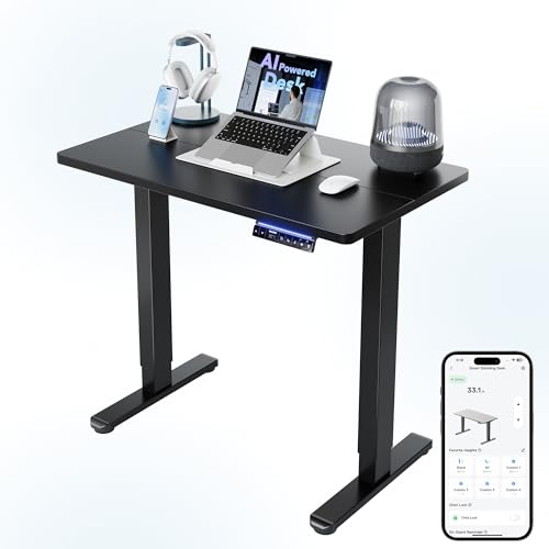 HUANUO AI-Powered Electric Standing Desk with Smart APP, Compatible with
