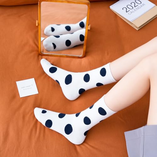 Image of DZALS Women Crew Socks Cotton Colored Boot Socks for Women Girls Ladies 6 Pairs, Size 5-9
