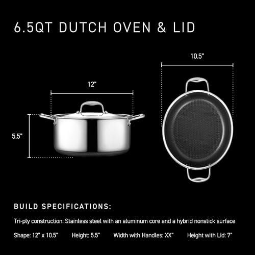 image for HexClad Hybrid Nonstick 6.5-Quart Oval Dutch Oven with Stainless Steel