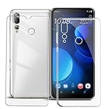 KJYF Hülle Schutzhülle Durchsichtig Bumper Cover TPU + Schutzfolie für HTC Desire 19 Plus (6.20