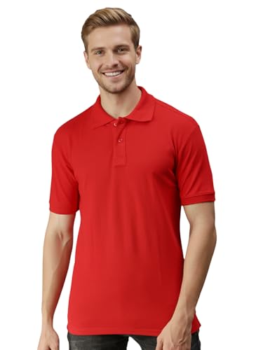 Image of Lux Cozi Men's Cotton Solid Polo Tshirt | Collar Tshirts | Half Sleeves | Stylish & Premium All Day Wear | Pack of 1