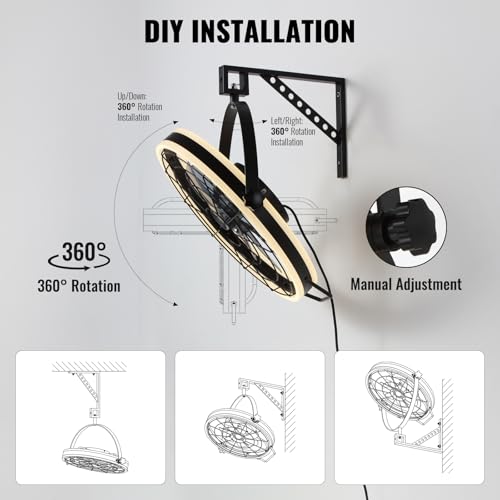 Siljoy 21 Inch Wall Mount Fan, 6-Speed Wall Fan With Remote And Led Light, Timer, Industrial Wall Mounted Fan Indoor Ceiling Fan For Bedroom thumb #6
