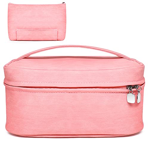 Neceser de viaje, neceser de viaje, bolsa de maquillaje, bolsa de maquillaje, organizador de cosméticos para mujeres y niñas, Rosa Cover