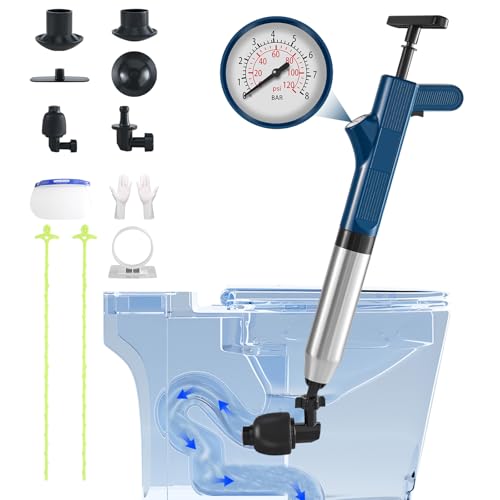 Image of Toilet Plunger, High Pressure Toilet Air Plunger Blaster Drain, Unclogger Plungers, Versatile Clog Remover Air Drain Blaster Tools for Home, Bathroom, Floors, Shower, Kitchen, Plumbing Clogged