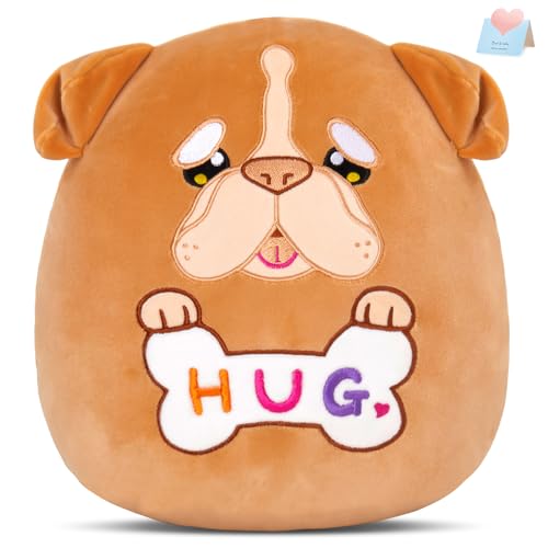 Glow Guards 12 Inch English Bulldog Plush Pillow Cute Bulldog Stuffed Animal Soft Plush Toy Stuffed Animals Birthday Gift for Boys Girls Kids