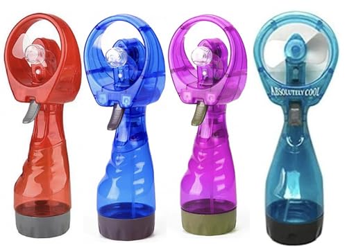 Sapphirem Pack of 4X Handheld Water Mist Spray Bottle Fan Portable Personal Mister for indoor Outdoor Hiking Camping Parades -Random Colors