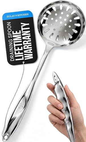 Zulay Kitchen Stainless Steel Slotted Spoon - 14.5