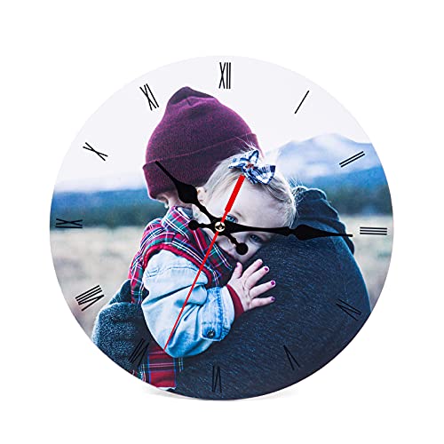 Kaululu Personalized Photo Wall Clock(10'' Round Wall Clock),Custom 1 Photos Clock for Family/Friends,Design Your Own Wall Clock Silent,Home Decor Bedroom Wall Clock,Unique Decor Home Wall