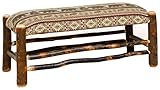 Furniture Barn USA Hickory Log Upholstered Bench, Bear Mountain Fabric
