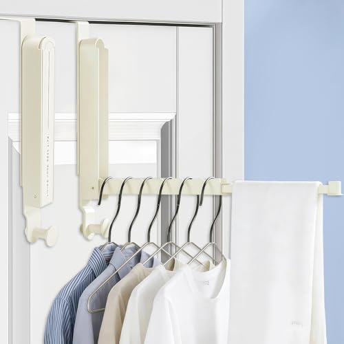 GAESHOW 2 unidades de percheros plegables para puerta, ganchos para puerta, extensibles, ganchos para ropa, sin agujeros, plegables (blanco)