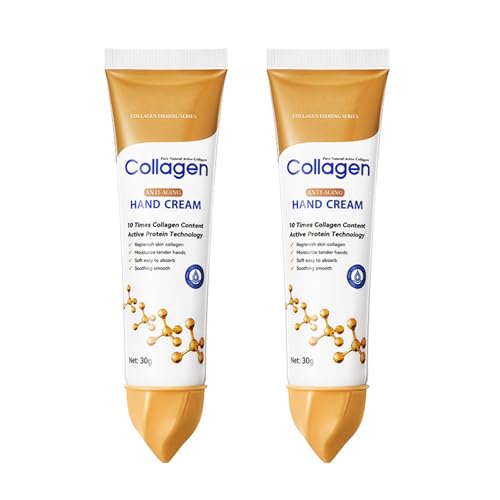 2 Pcs Collagen Hand Cream Skin Cracked Repair Products Soften Nourish Anti-Drying Rejuvenating Moisturising Collagen Anti-Wrinkle Hand Cream Hand Skin Care