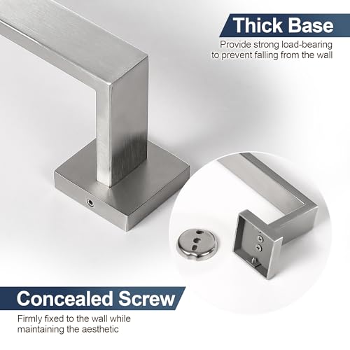 SEIDO 36 Inch Brushed Nickel Towel Bar, Heavy Duty & Rust-Proof 304 Stainless Steel Bath Towel Holder, Modern Square Wall Mounted Towel Rack for Bathroom, Kitchen, RV by SEIDO - Used condition - Image 6