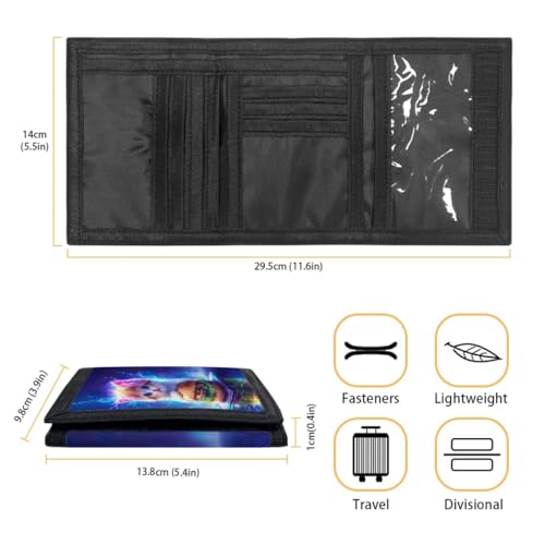 GLUDEAR Kid Wolf Trifold Wallets Outdoor Print Wallet Money Organizer Teens Girl Boy Birthday,Hamburger Cute Cat Lightning 6