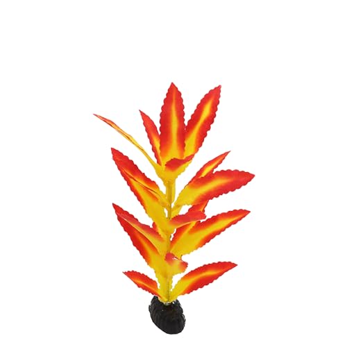 Image of Silk Aquarium Plants for Betta Fish Tank, 2 Pcs 7.8 Inch Small Silk Aquarium Plant Aquatic Water Grass Decoration (Yellow-Red, 8 Inch)