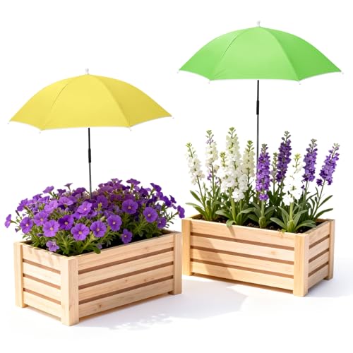 Tryly Plant Umbrellas for Outdoor Plants Garden Umbrella Shade for Potted Plants and Garden Beds Provide Shade to Defend Plants From Blazing Sun (1Green 1Yellow)