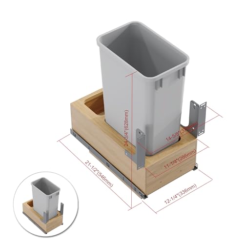 Image of Dowell Single 50Qt Undermount Trash Pull-Out Waste Container with Full Extension Soft-Close Slides, Bottom Mounted, Face Frame /Frameless Min. Cabinet Opening: 12-1 /2 Inch Wide-4008 0115 50
