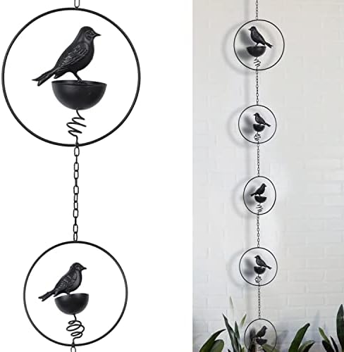 Vintage Bird Rain Chain Drain Gutters Decorated Rain Chain Garden Rain Steering Wheel Chain 8 Feet (About 2.5 ) Bronze Large Stain Glass Window
