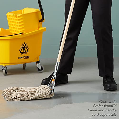 Image of Coastwide Professional Cut-End Wet Mop Head, #24, Cotton, White | 1 inch headband for facility wet mopping and floor cleaning.