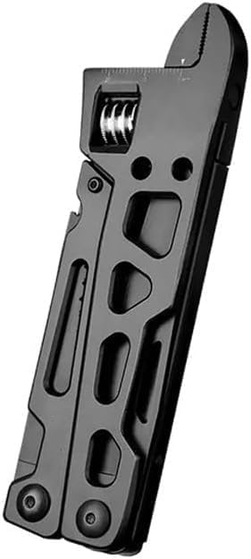 Miniatura 2 de 10 en 1 Llave multiherramienta Alicates Cuchillo plegable Regla EDC de acero inoxidable con puntas para supervivencia (negro)