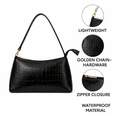 Image of Modern Chic Mart Crocodile Pattern Shoulder Handbag for Women, Lightweight, Trendy, Office and Casual Purse