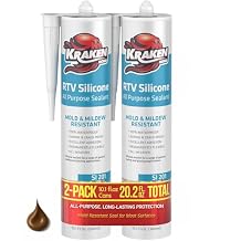 Kraken Bond Brown Silicone Sealant Waterproof% 100-10 fl oz Cartridge - RTV Silicone Caulk Kitchen and Bathroom, All Purpose, Window Caulking Sealant Outdoor, RV, Exterior Use Silicon - 2 Pack