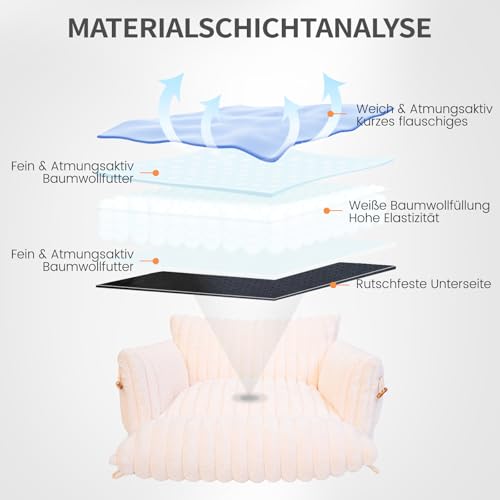 CheerPals Extended Katze Sofa – 63 L × 55–66 B cm Weiches, Flauschiges Großes Katzenbett, Hundesofa für Katzen und Kleine Hunde mit Waschbarem, Abnehmbarem Bezug und Rutschfester Unterseite
