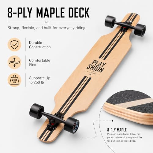 Image of Playshion 39 Inch Drop Through Longboard Skateboard for Beginners