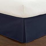 Fresh Ideas Tailored Poplin Bedskirt 14-Inch Drop Queen, Navy